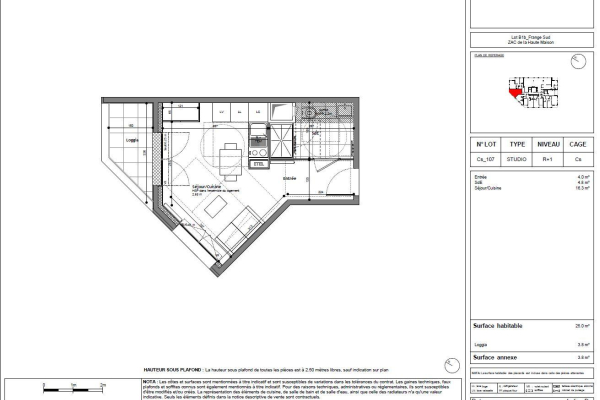 Appartement Studio de 27 m² à louer à CHAMPS SUR MARNE