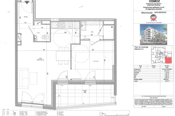 Appartement T2 de 45 m² à louer à SAINT NAZAIRE