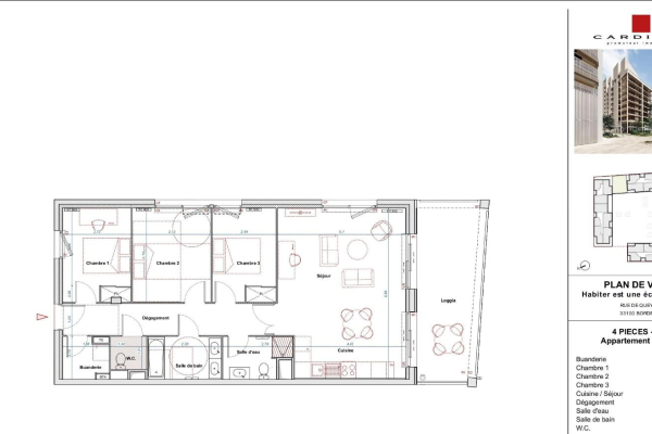 Appartement T4 de 90 m² à louer à BORDEAUX