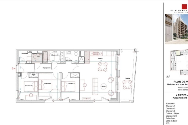 Appartement T4 de 90 m² à louer à BORDEAUX
